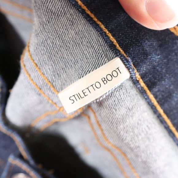 Rag and Bone Jeans Size 24 Stiletto Bootcut Dark Wash Blue Contrast Stitching - Picture 5 of 11